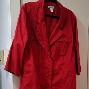 Dressbarn Women's Bold Red Utility Jacket- 20